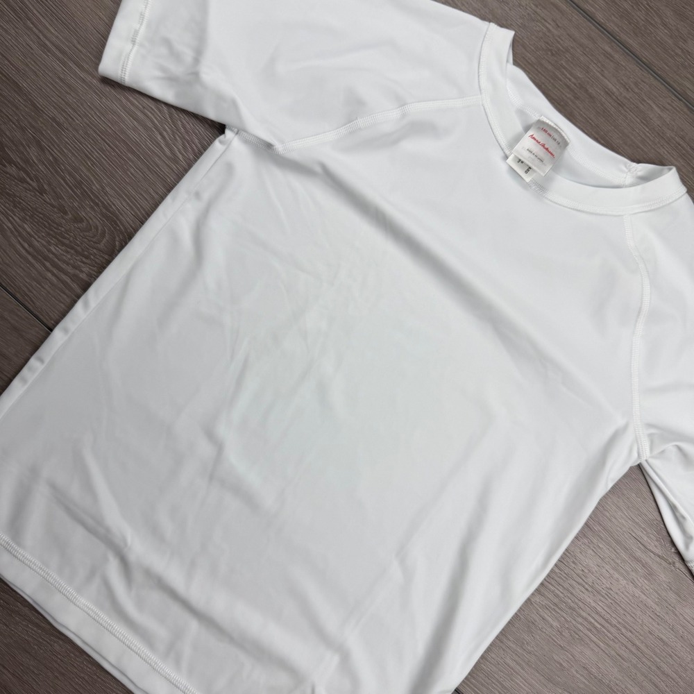 Hanna Andersson Kids Rash Guard Swim Shirt Raglan Sleeve White Size 12